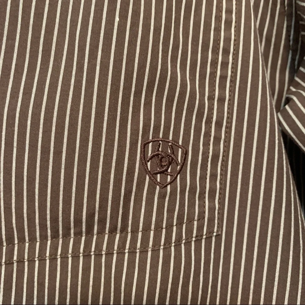Ariat Pro Series Brown Striped Shirt Large - Picture 5 of 9